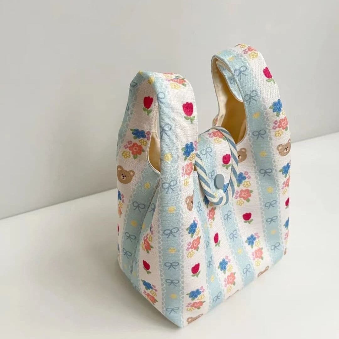 ランチバッグ 小さめ 花と熊の小さめランチバッグ