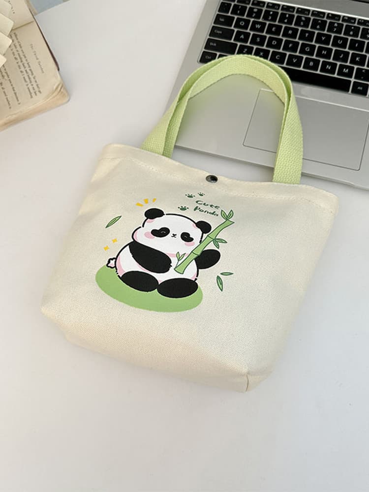 ランチバッグ 小さめ パンダ柄キャンバスミニトート
