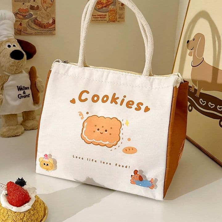 ランチバッグ 大きめ くまパン 保温機能付き かわいいお弁当トートバッグ