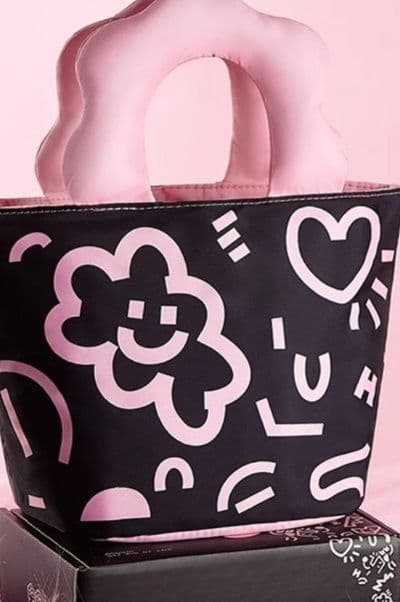 ランチバッグ 小さめ 花びら取っ手のにこにこランチバッグ