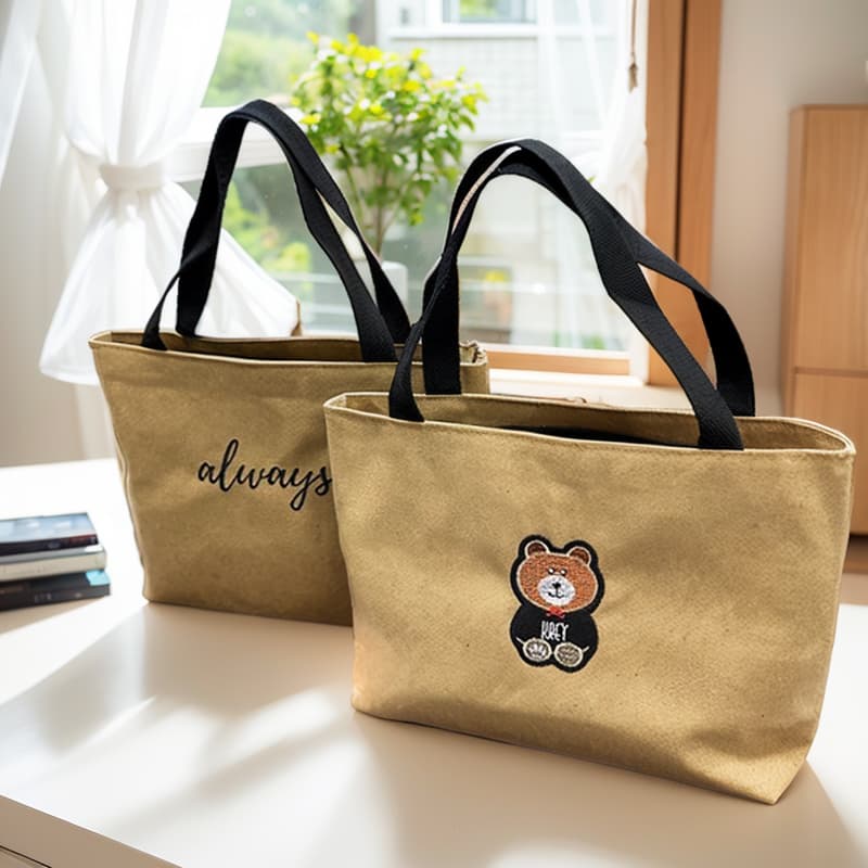 ランチバッグ 小さめ ほっこり刺繍入り ミニトートバッグ