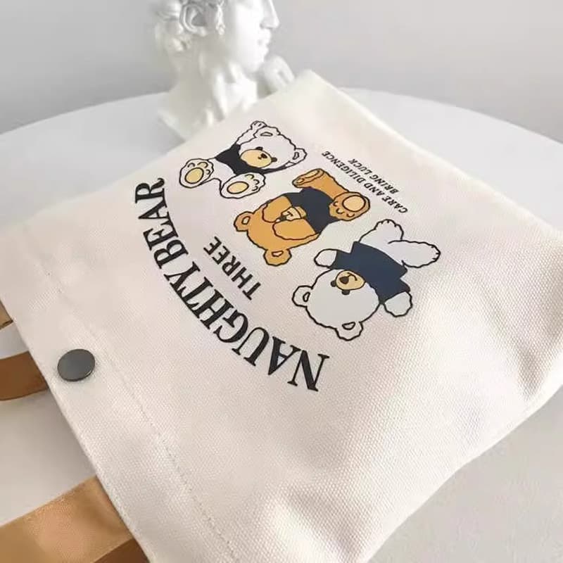 ランチバッグ 小さめ ランチバッグ 愉快な三つ子クマのキャンバストート