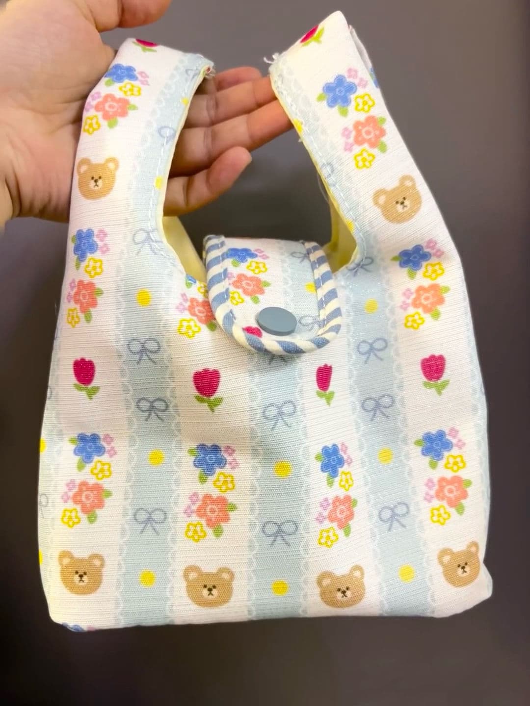 ランチバッグ 小さめ 花と熊の小さめランチバッグ