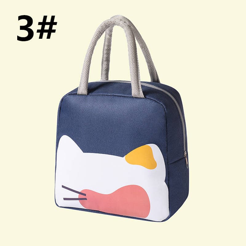 可愛い猫柄ランチバッグ保温弁当袋手提げ 小さめ