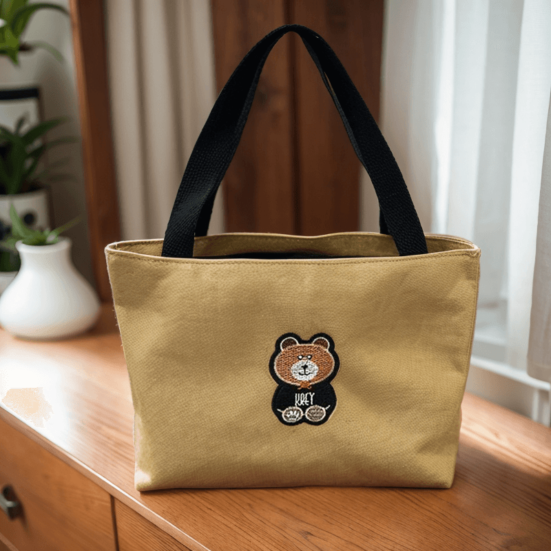 ランチバッグ 小さめ ほっこり刺繍入り ミニトートバッグ