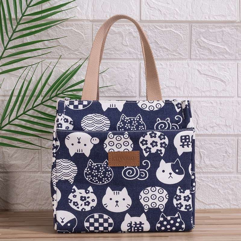 猫柄ランチバッグ小さめトートバッグ女性用