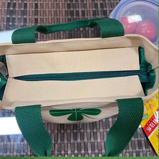四つ葉柄小さめランチバッグ女性用帆布トート