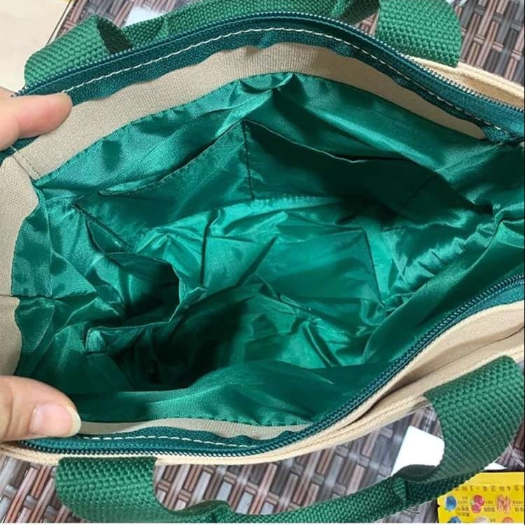 四つ葉柄小さめランチバッグ女性用帆布トート