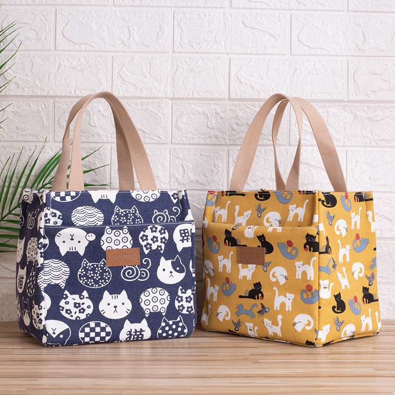 猫柄ランチバッグ小さめトートバッグ女性用