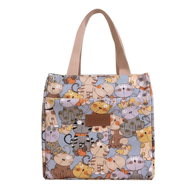 猫柄ランチバッグ小さめトートバッグ女性用