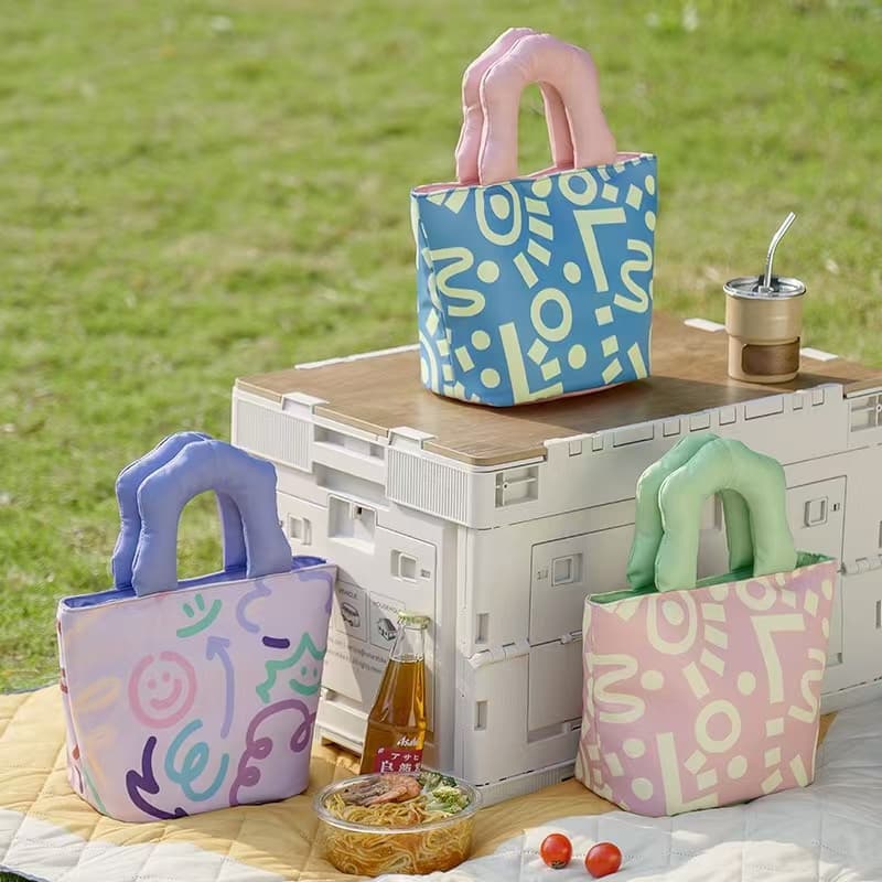 ランチバッグ 小さめ ふわふわ取っ手のお弁当トート