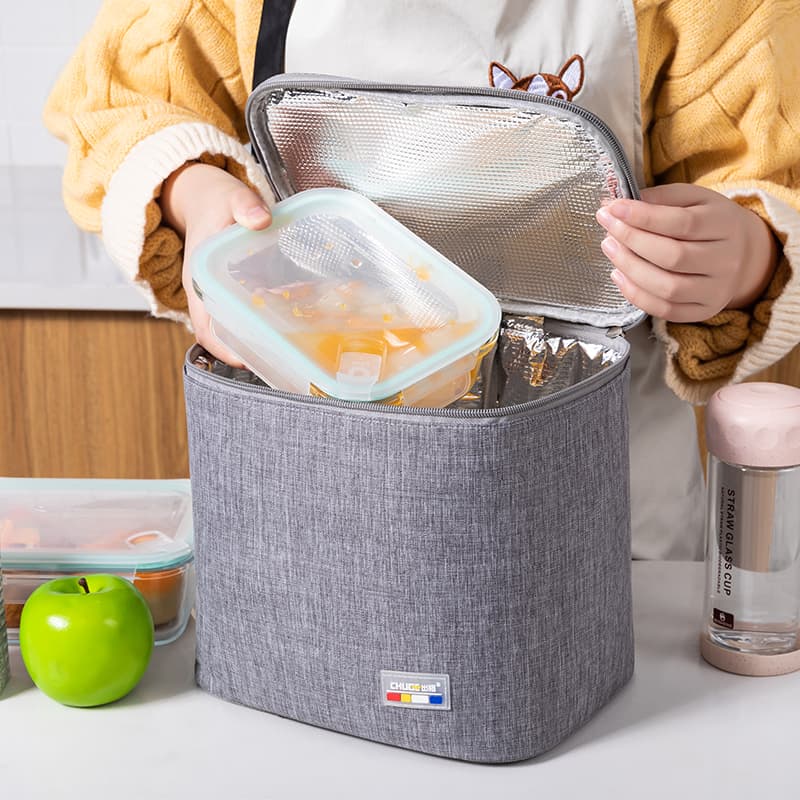ランチバッグ 麻風合い断熱ランチボックス