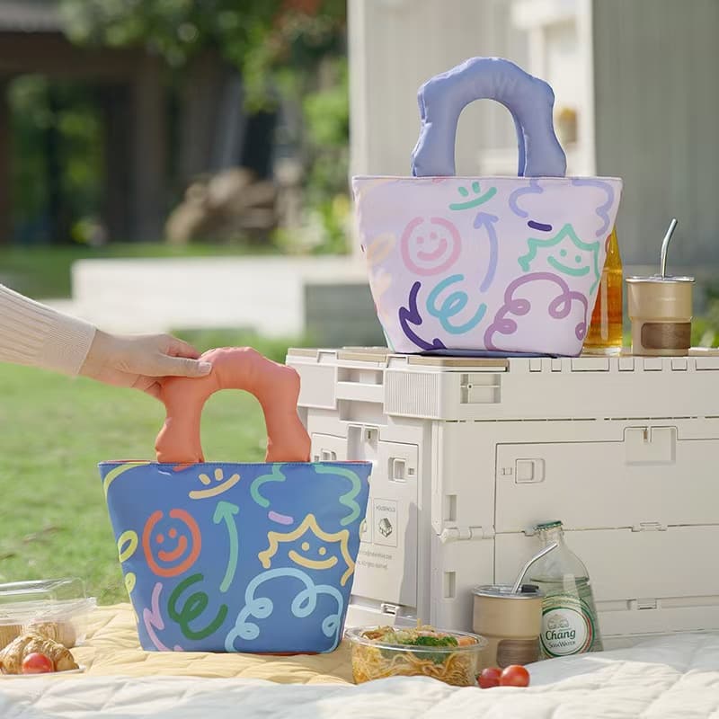 ランチバッグ 小さめ ふわふわ取っ手のお弁当トート